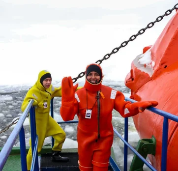 Arctic Ice Floating in a thermal survival suit 3